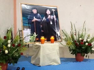 Hall in Tziscao, Mexico adorned with photos of  Fr. Andres