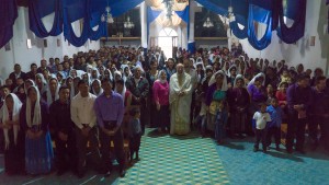 Medical team takes photo with entire congregation after Liturgy